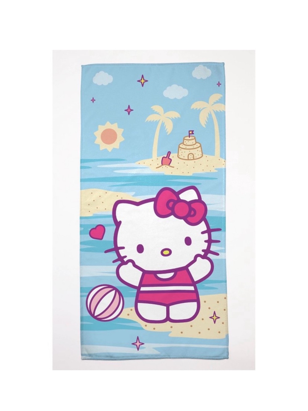 Hello Kitty White, Pink & Purple Beach Towel with Yellow Accent